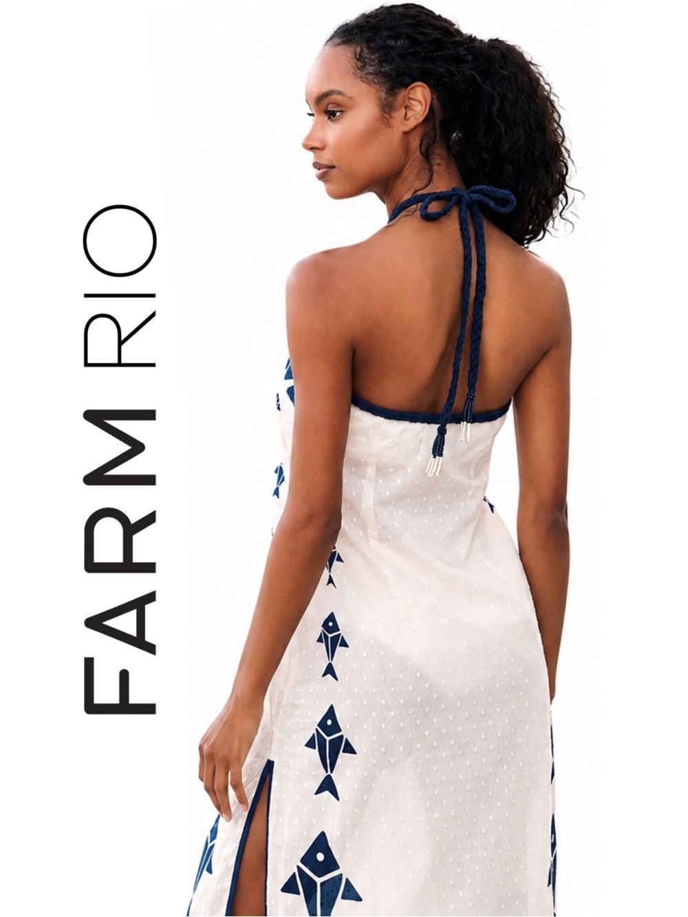 FARM Rio x Anthropologie Graphic Halter Dress